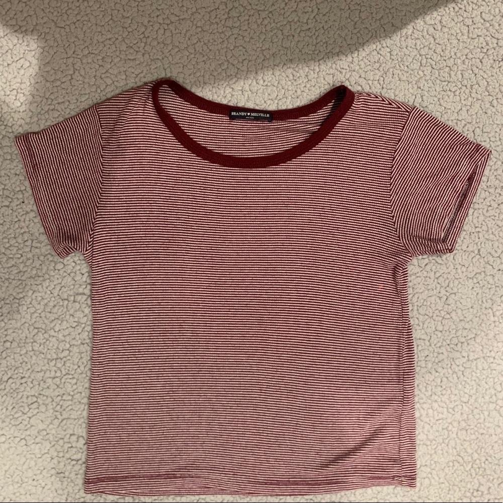 brandy melville maroon and white striped shirt